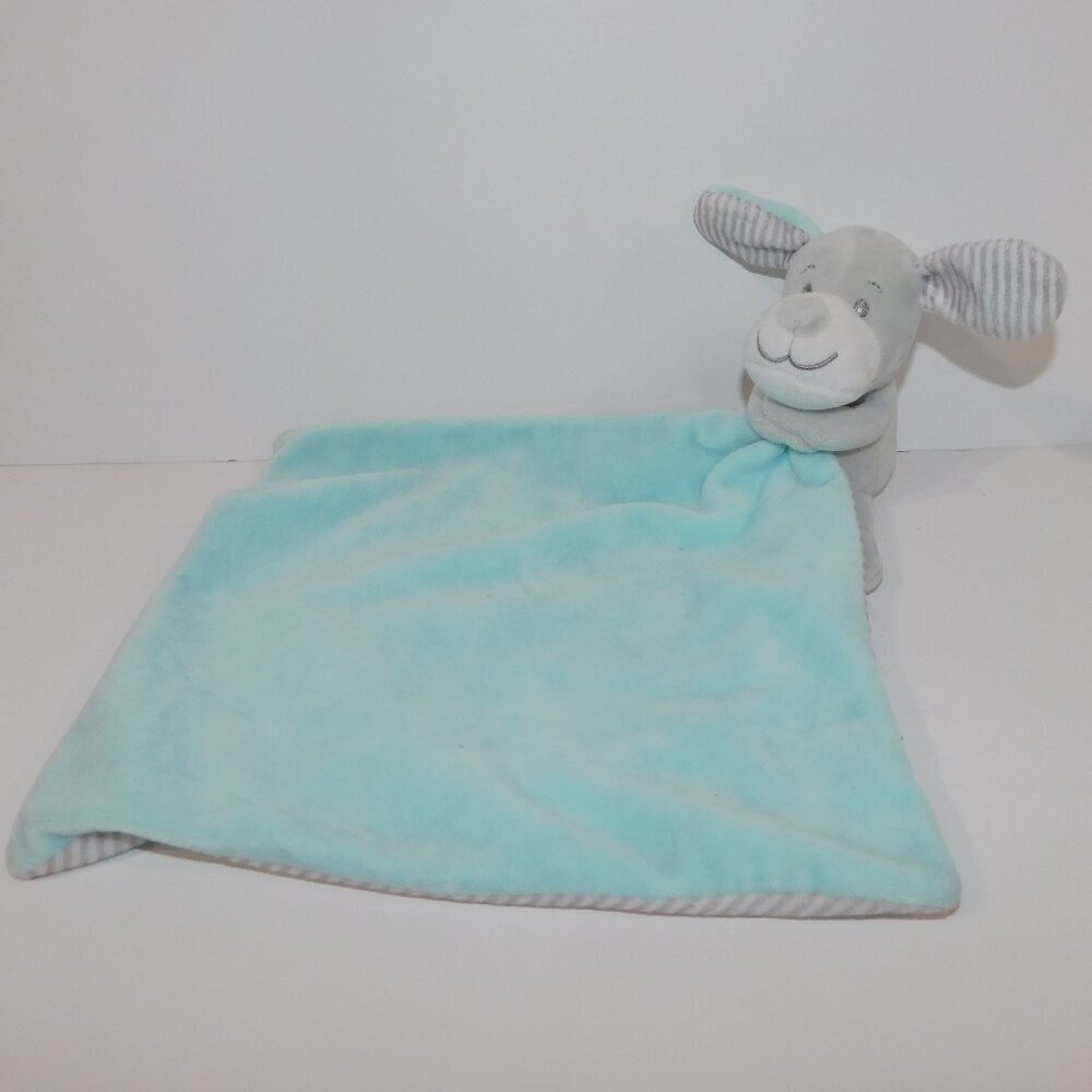 Blue Gray Striped Dog Puppy Security Blanket Baby Lovey nunu comforter Plush